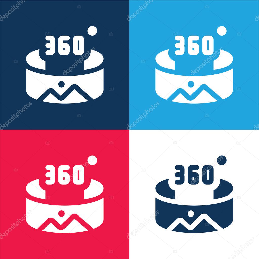 360 Degree blue and red four color minimal icon set