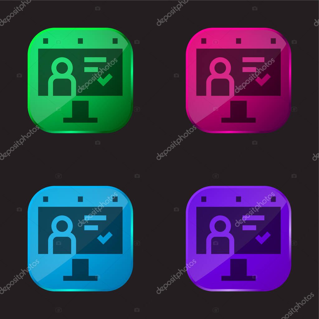 Billboard four color glass button icon
