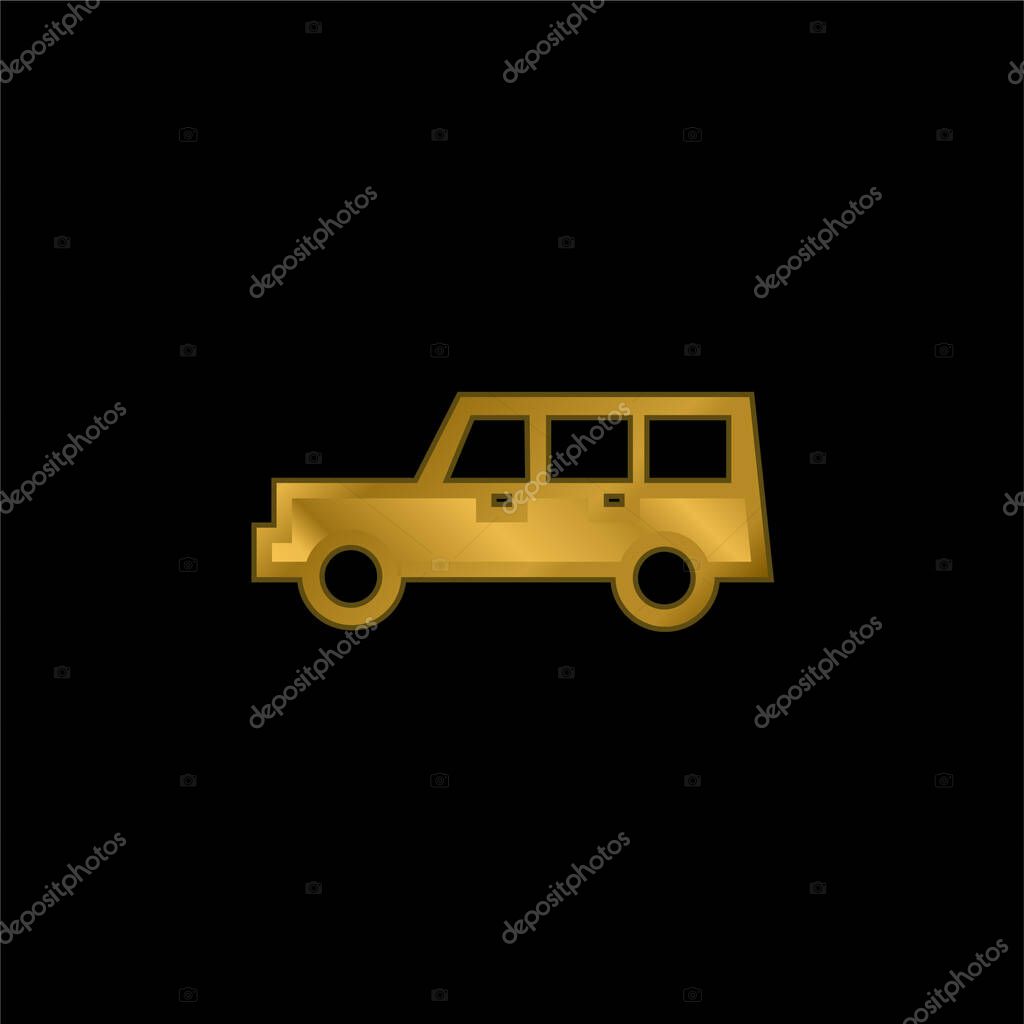 All Terrain Vehicle gold plated metalic icon or logo vector