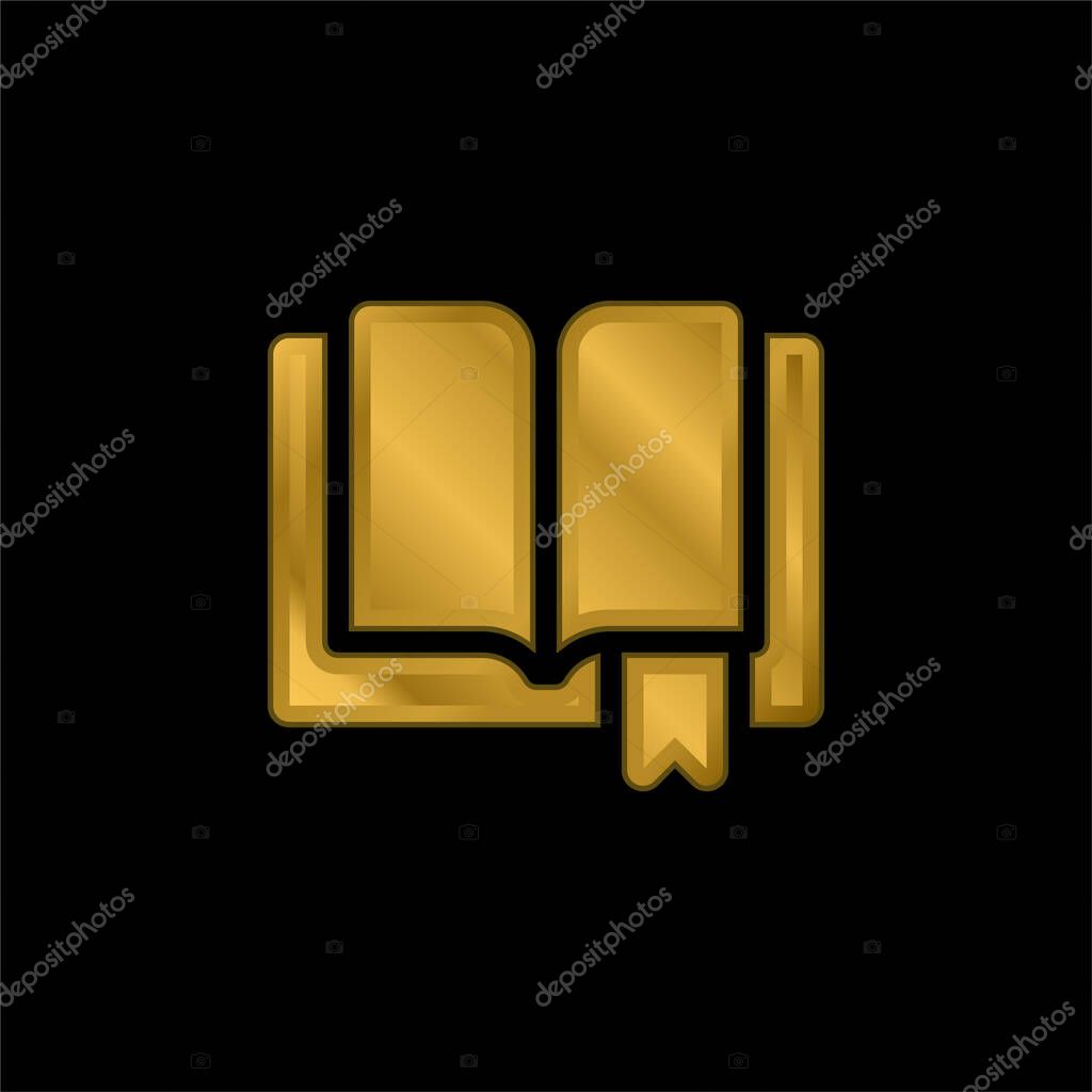 Book gold plated metalic icon or logo vector