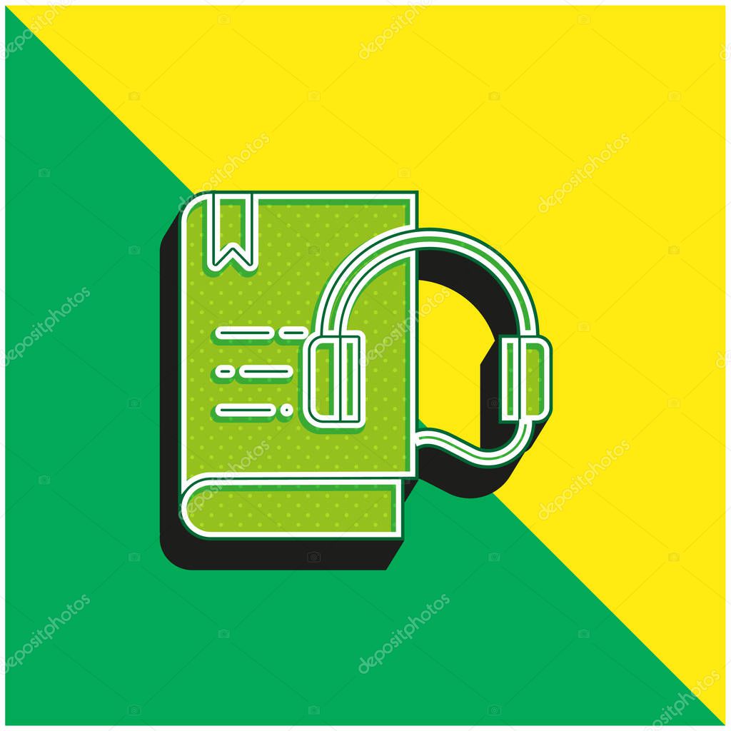 Libro de audio verde y amarillo moderno logotipo del icono del vector