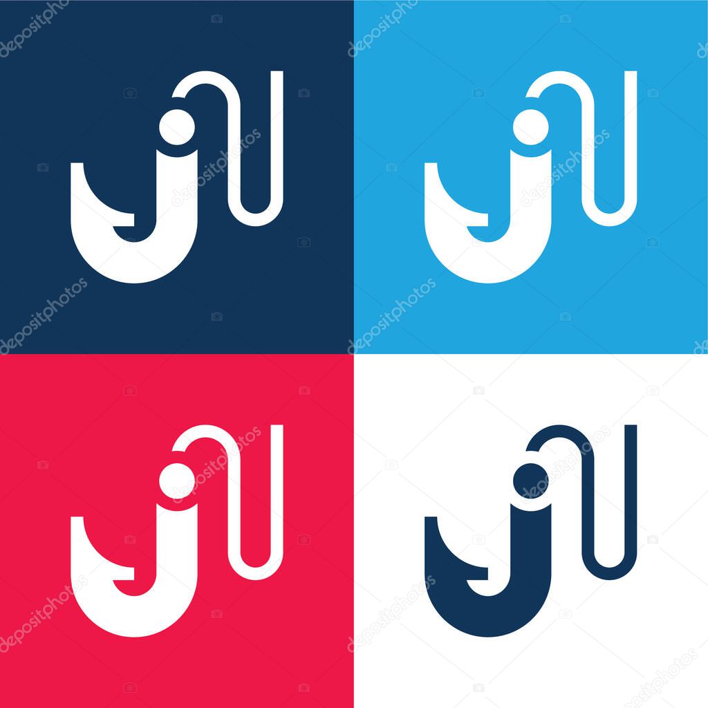 Bait blue and red four color minimal icon set