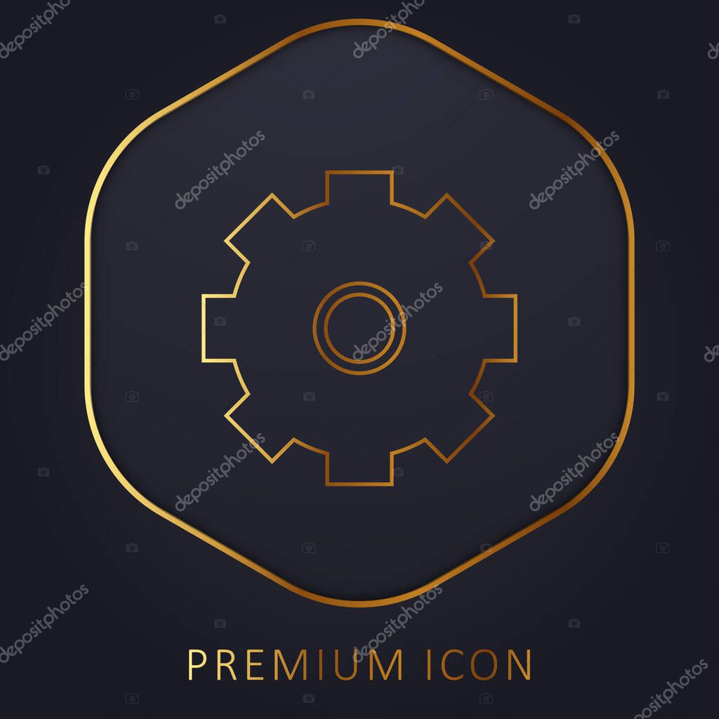 Big Cogwheel golden line premium logo or icon
