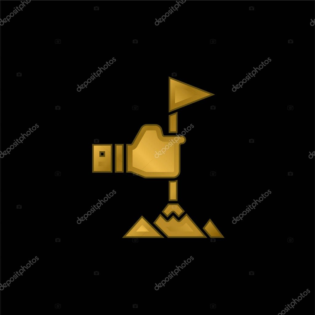 Achievement gold plated metalic icon or logo vector