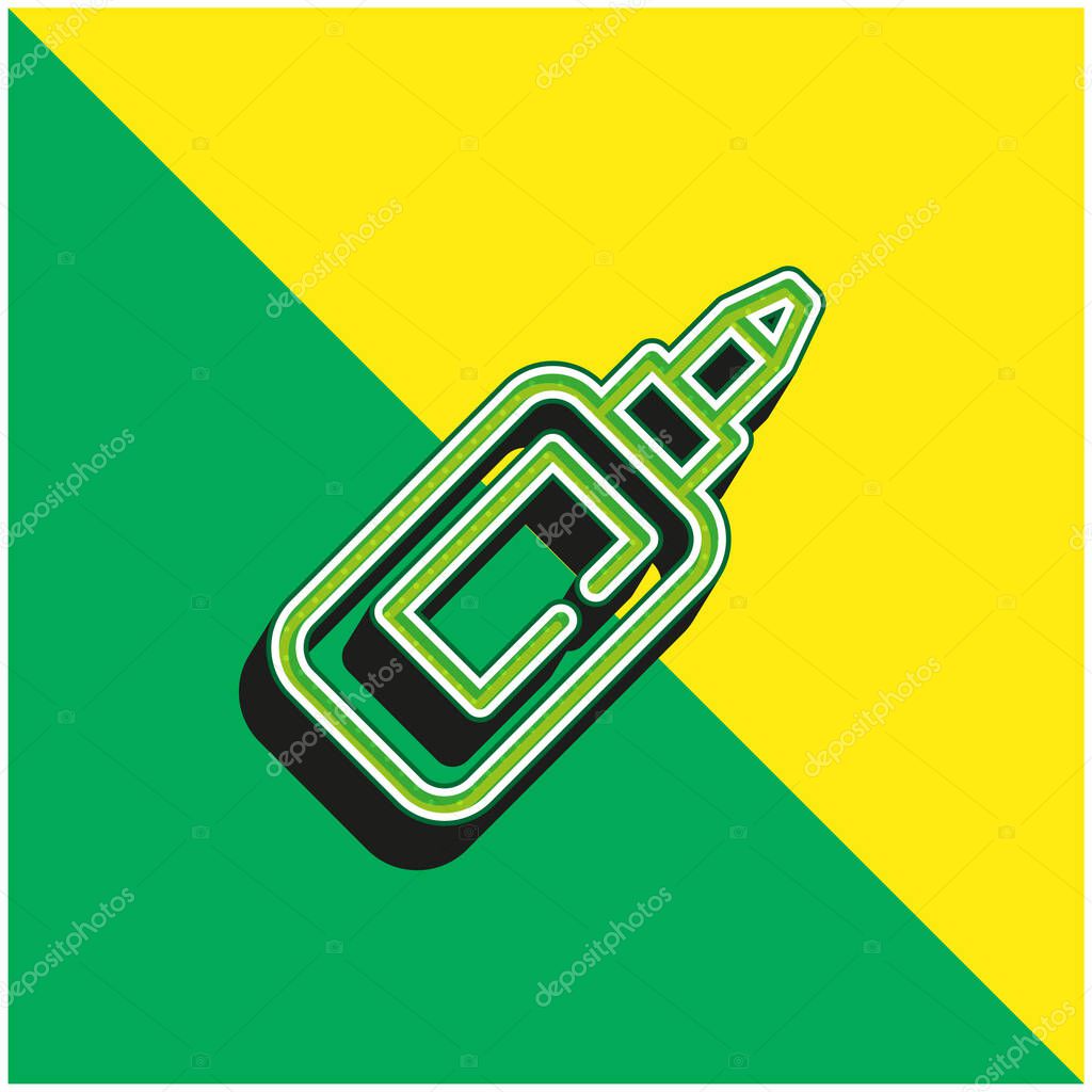 Bottle Of Glue Green and yellow modern 3d vector icon logo