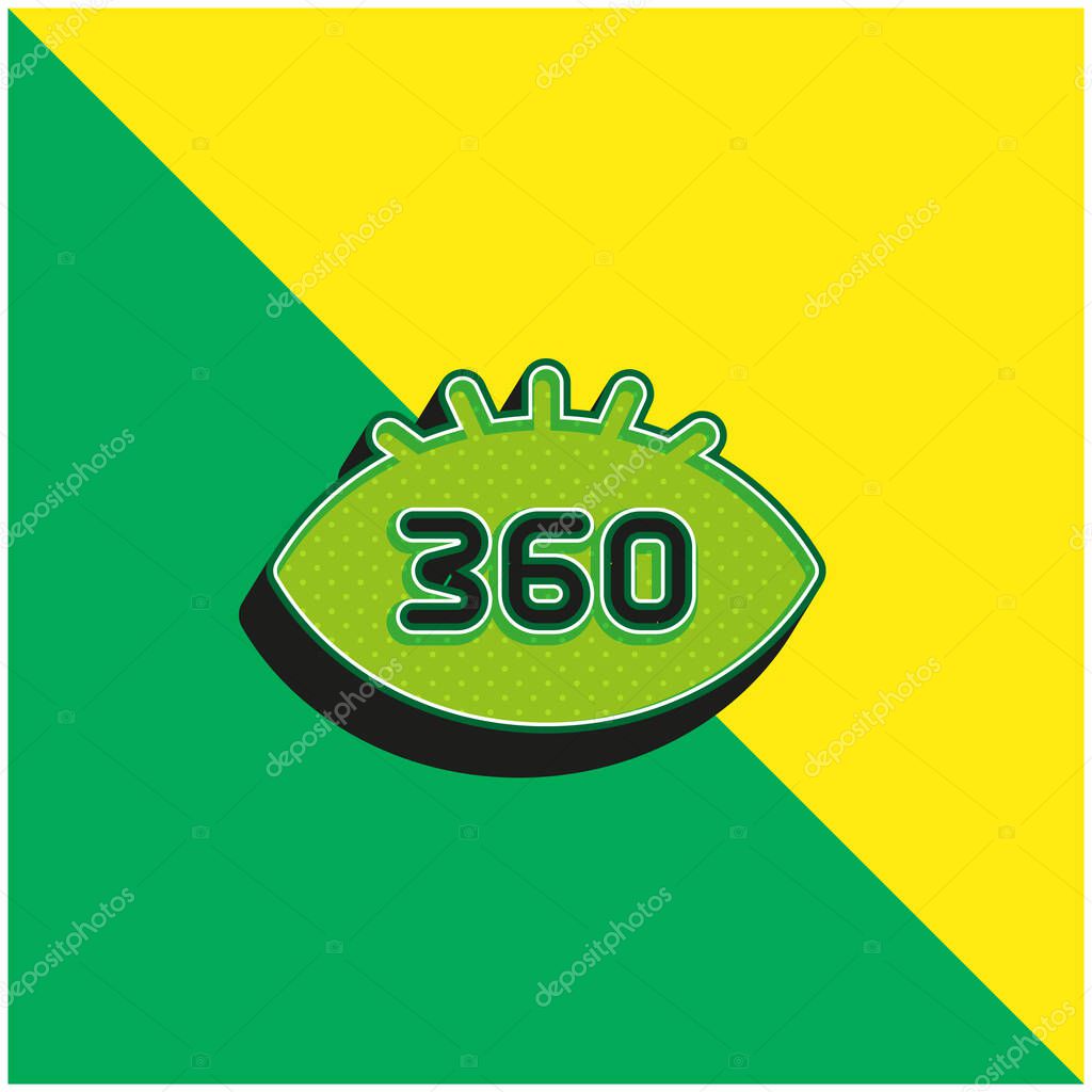 360 Degrees Green and yellow modern 3d vector icon logo