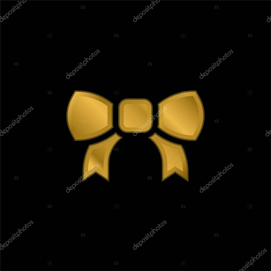 Bow gold plated metalic icon or logo vector