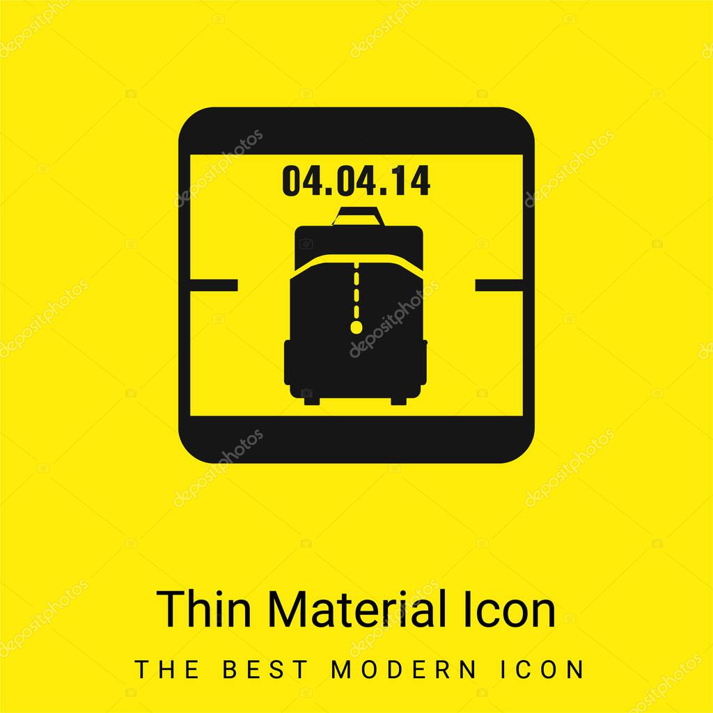April 4 Of 2014 Calendar Page With Travel Bag Reminder Symbol minimal bright yellow material icon