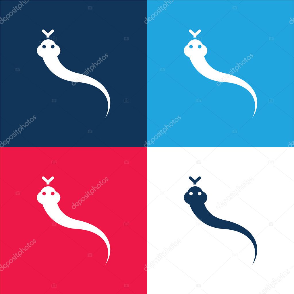 Animal blue and red four color minimal icon set