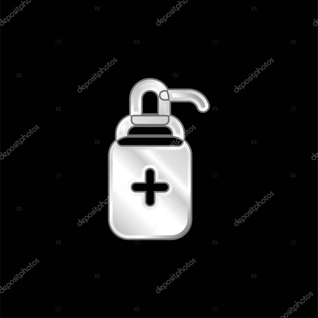 Antibacterial Gel silver plated metallic icon