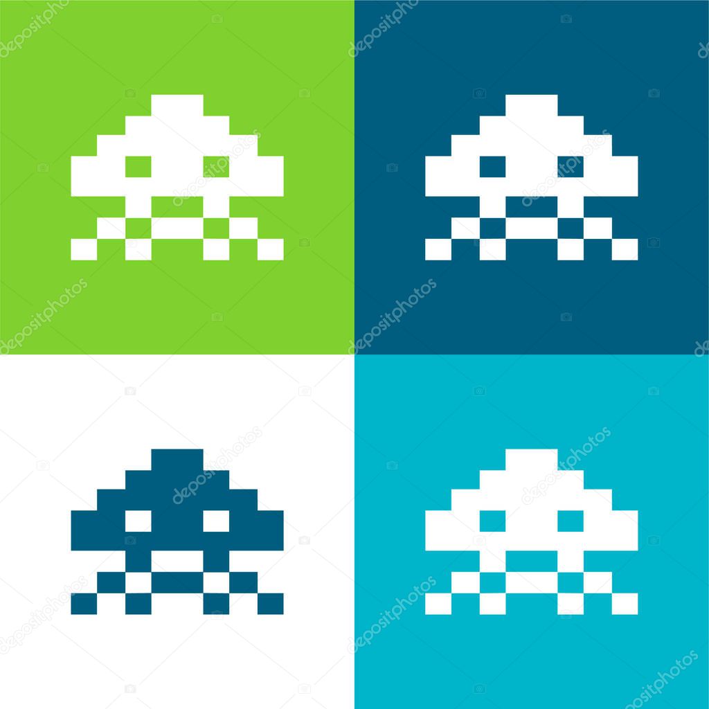 Alien Of Game Flat four color minimal icon set