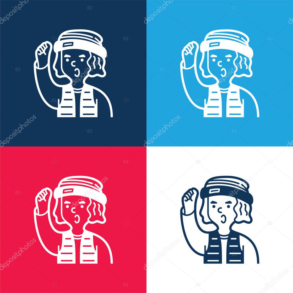 Boy blue and red four color minimal icon set