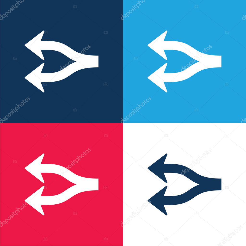 Arrow Fork blue and red four color minimal icon set