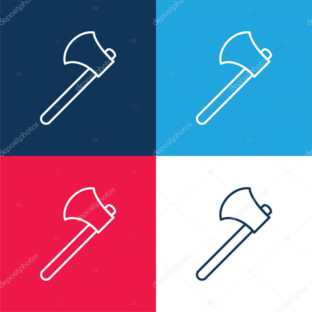 Ax Outline blue and red four color minimal icon set