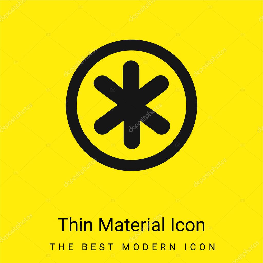 Asterisk Star Symbol In Circular Button minimal bright yellow material icon