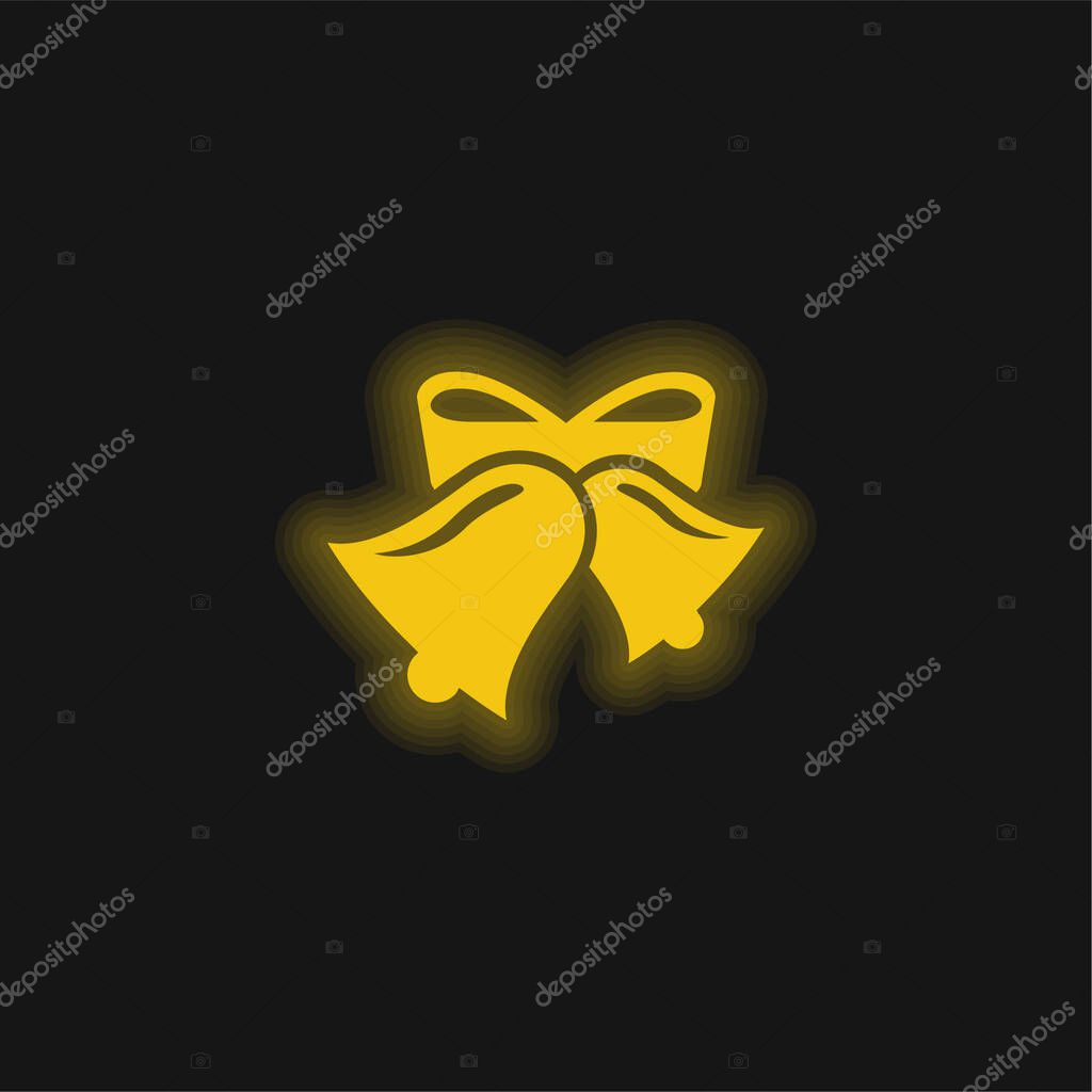 Bells yellow glowing neon icon