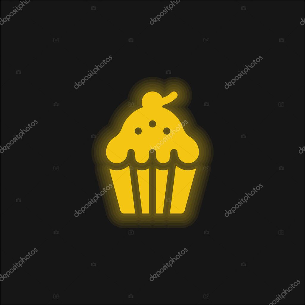 Baked yellow glowing neon icon