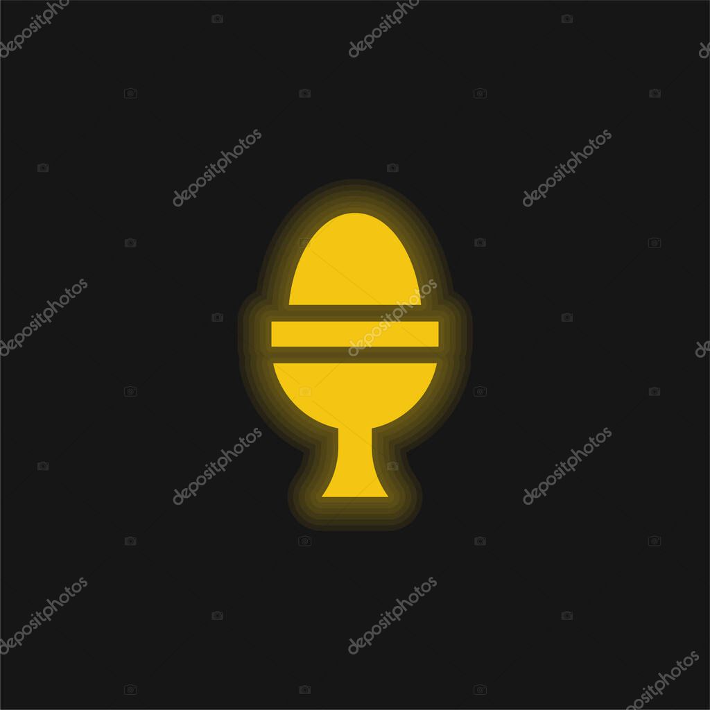 Boiled Egg yellow glowing neon icon
