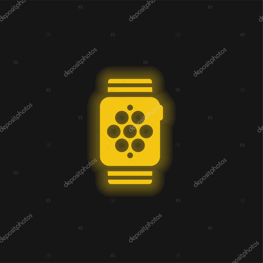 Apple Watch yellow glowing neon icon