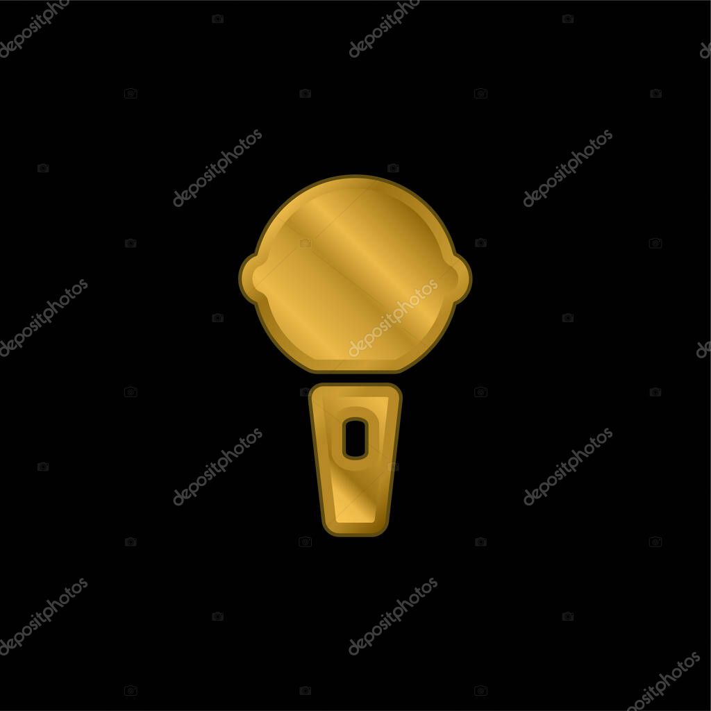 Big Karaoke Microphone gold plated metalic icon or logo vector