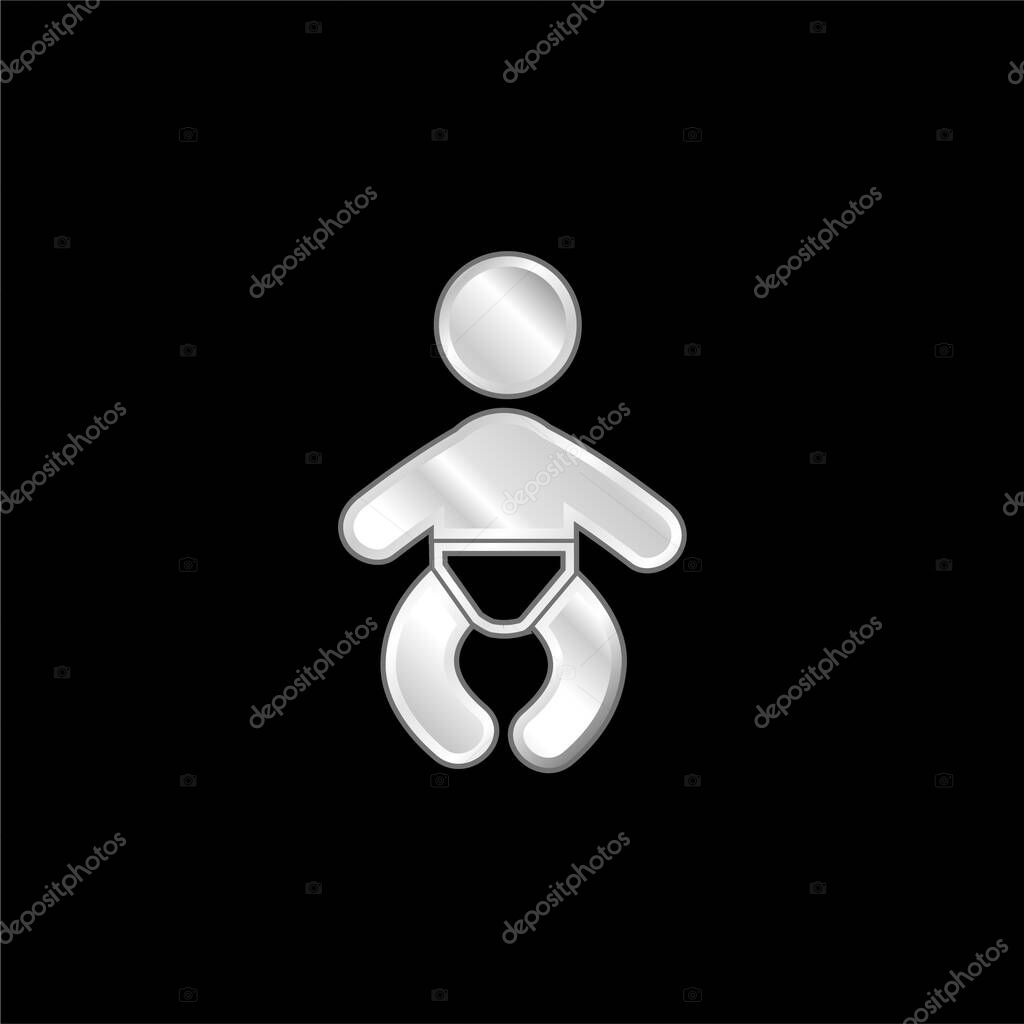 Baby Wearing A Diaper silver plated metallic icon