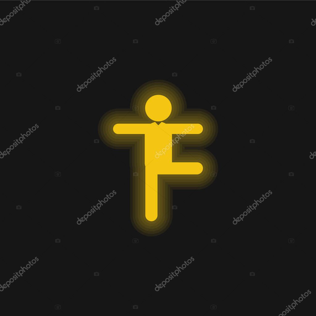 Balance Man Posture yellow glowing neon icon