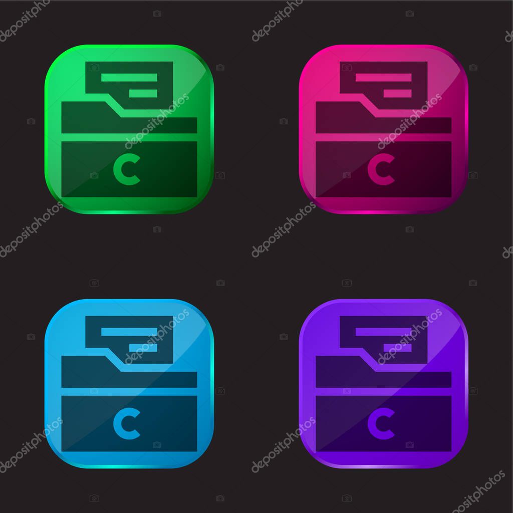Archive four color glass button icon