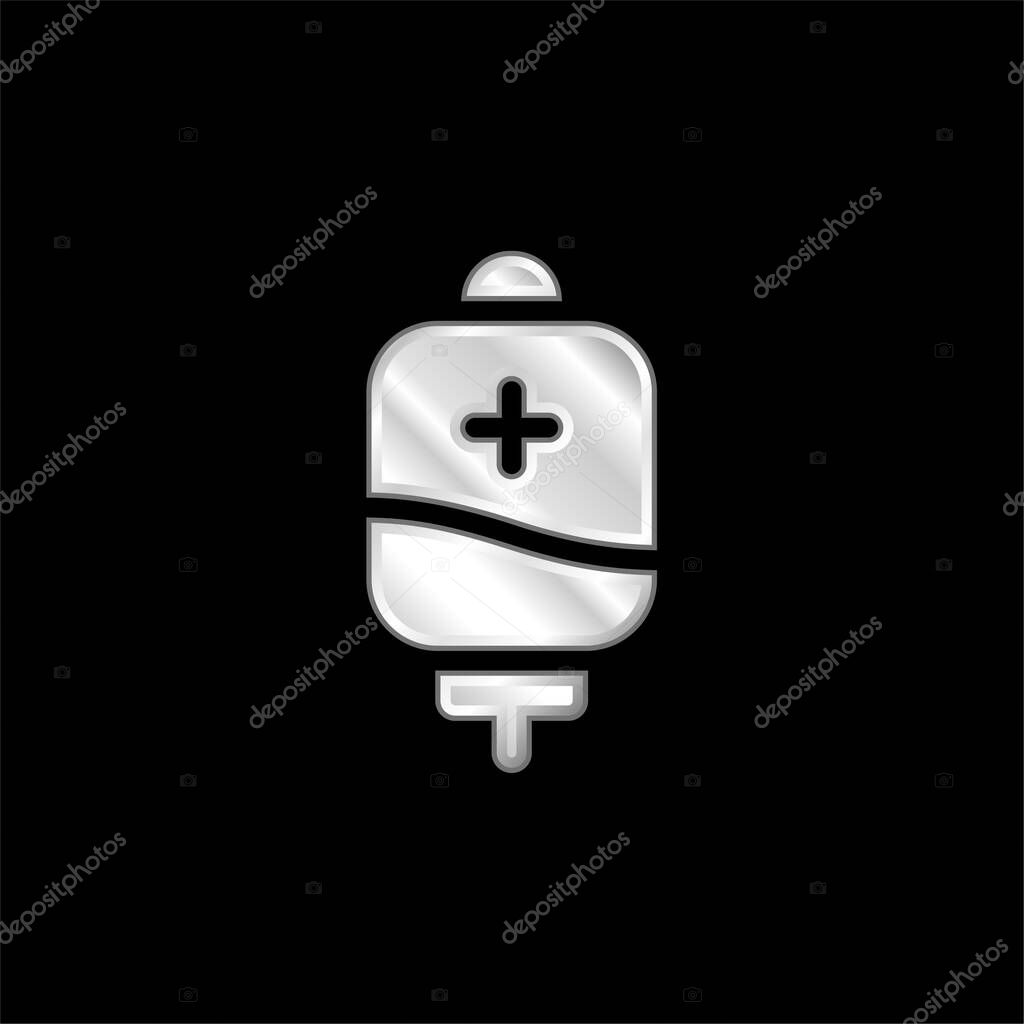 Blood Bag silver plated metallic icon
