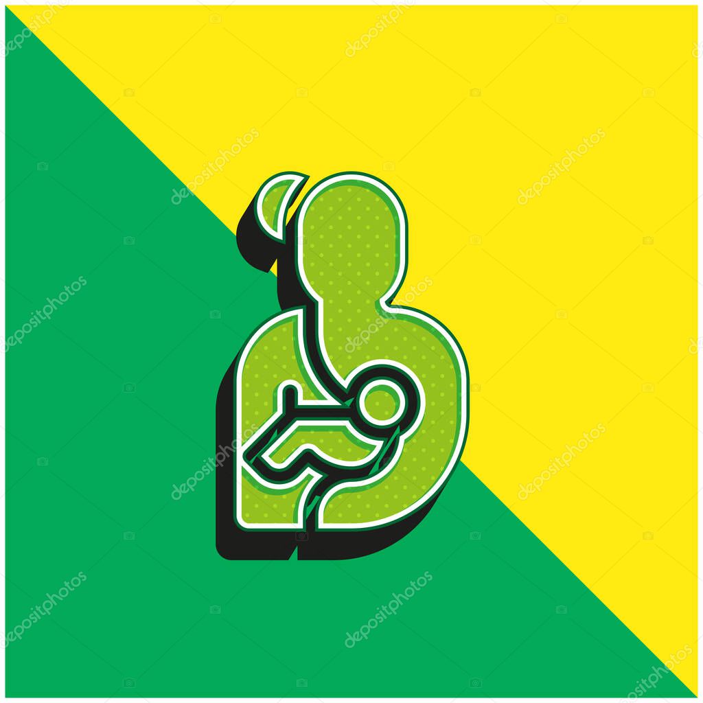 Breastfeeding Green and yellow modern 3d vector icon logo