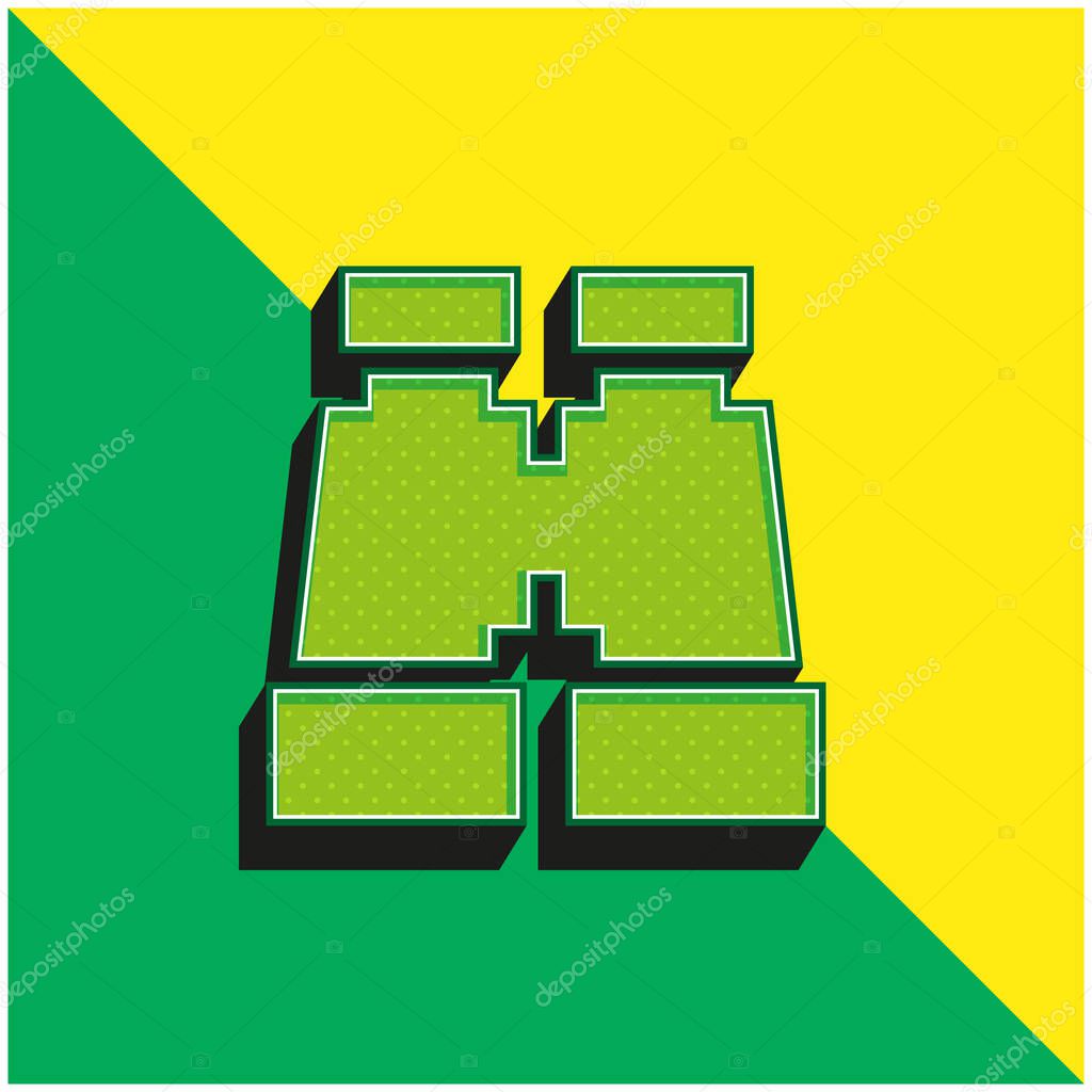 Binoculars Green and yellow modern 3d vector icon logo
