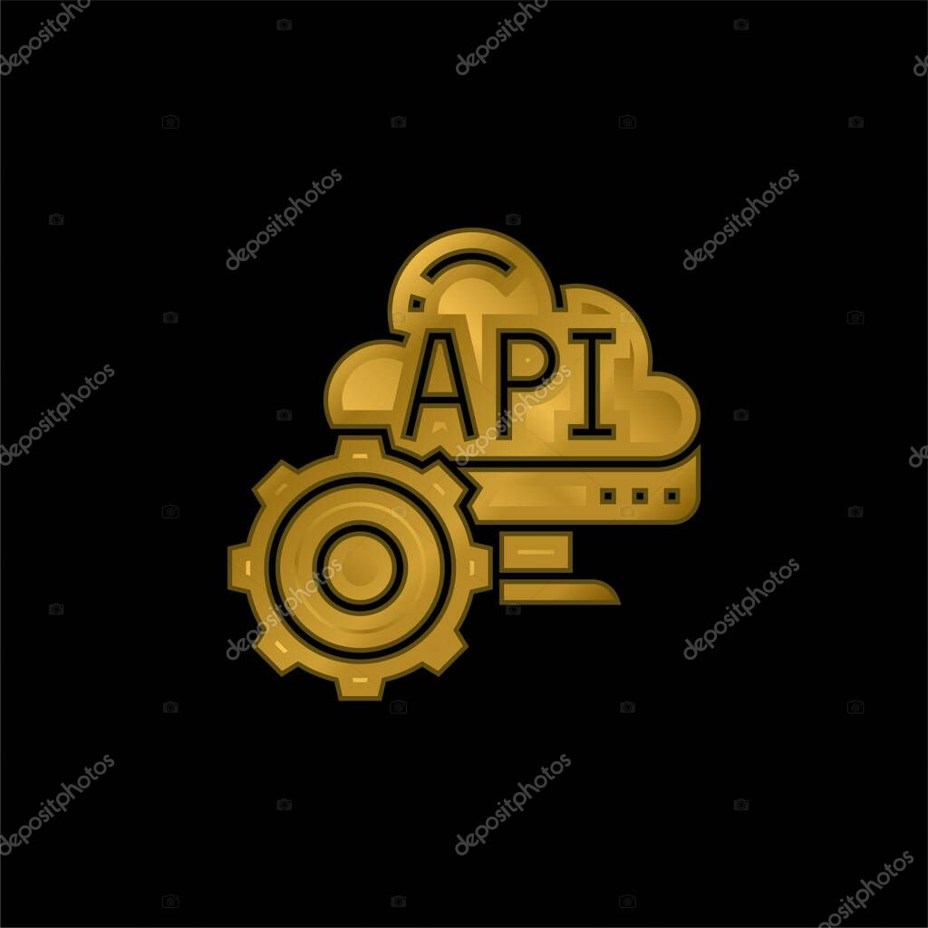 Api gold plated metalic icon or logo vector