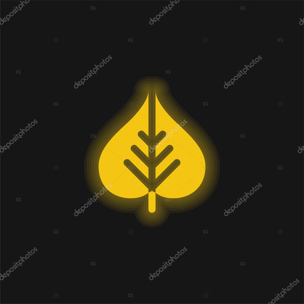Bodhi Leaf yellow glowing neon icon