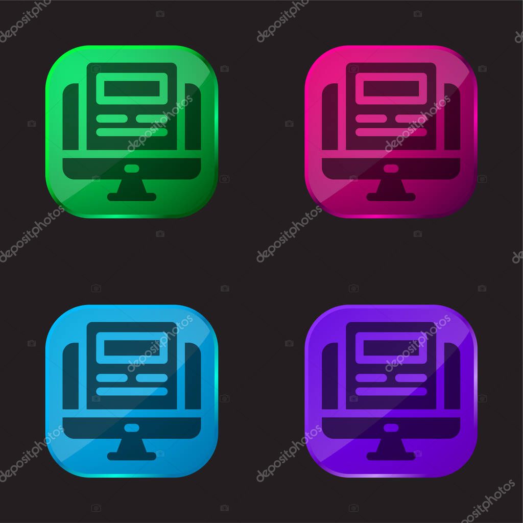 Article four color glass button icon