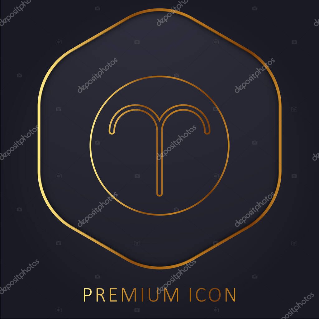 Aries golden line premium logo or icon