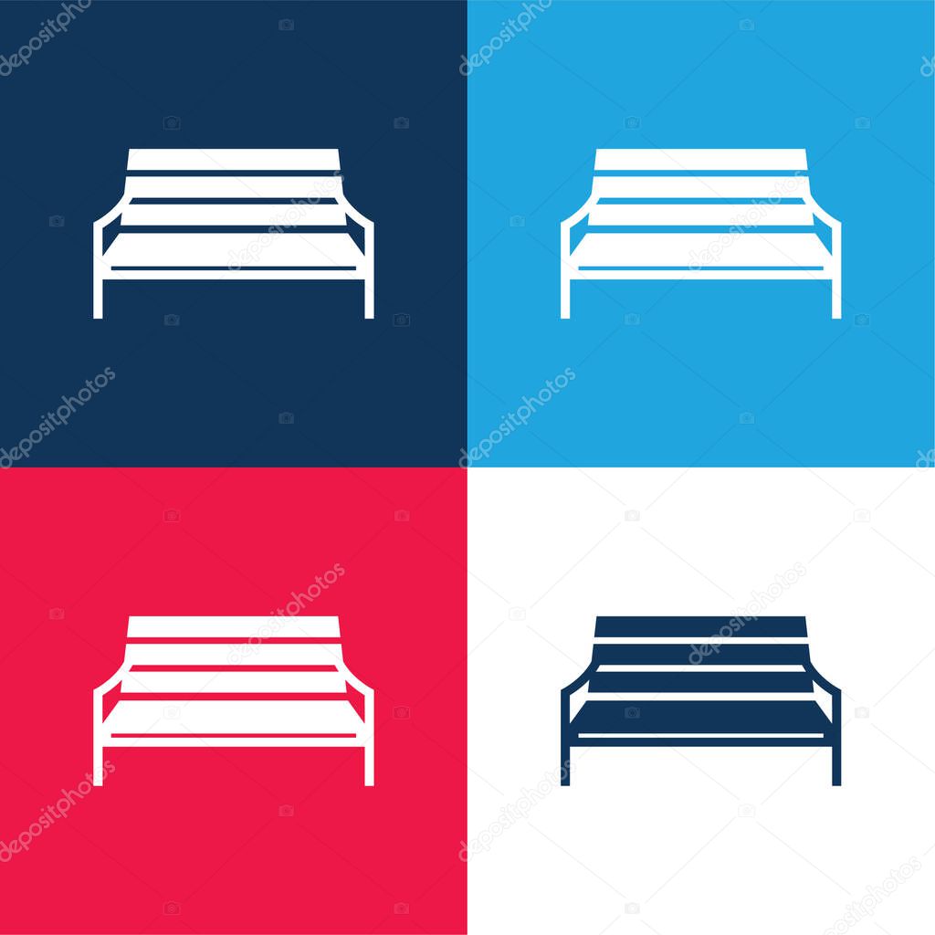 Bench blue and red four color minimal icon set