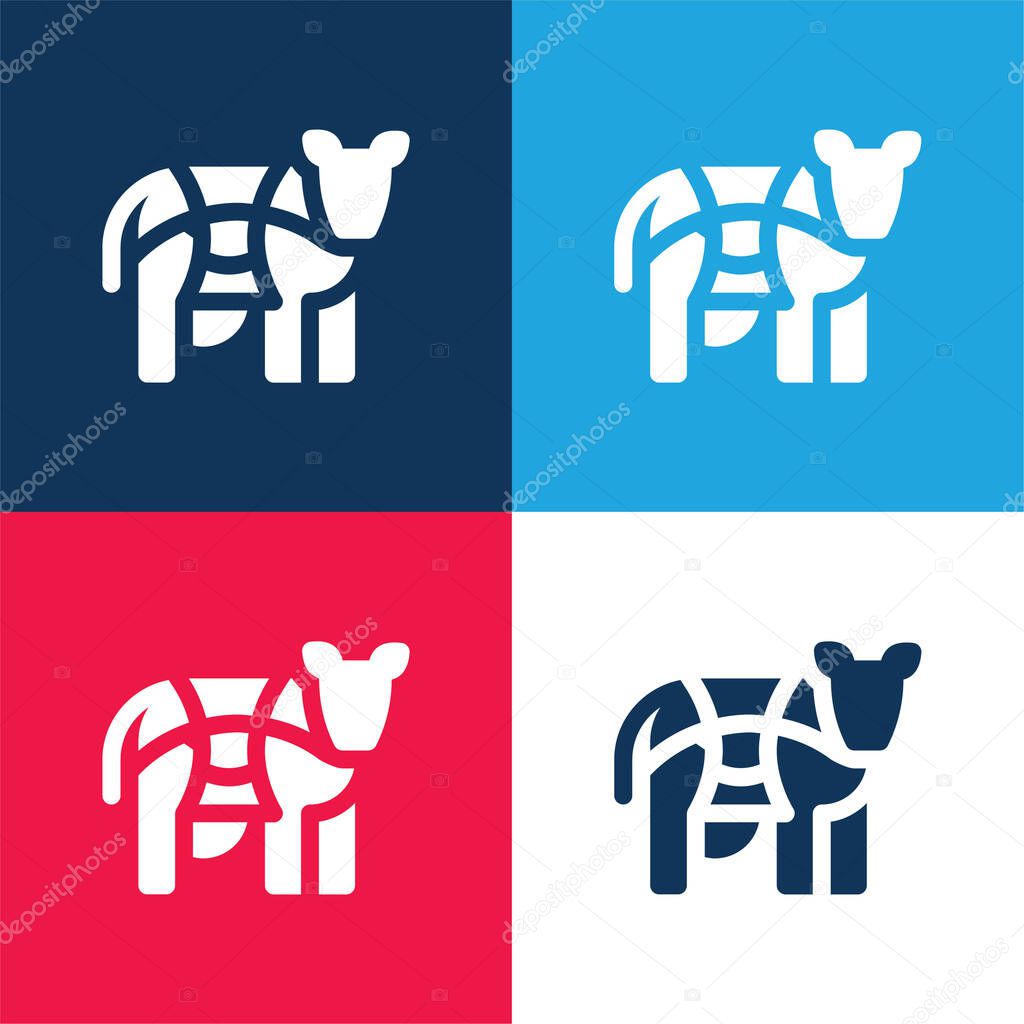 Beef blue and red four color minimal icon set