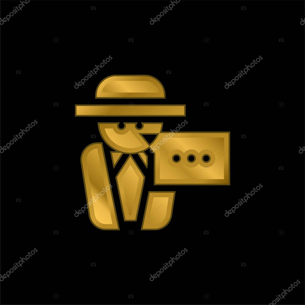 Anonymous Message gold plated metalic icon or logo vector