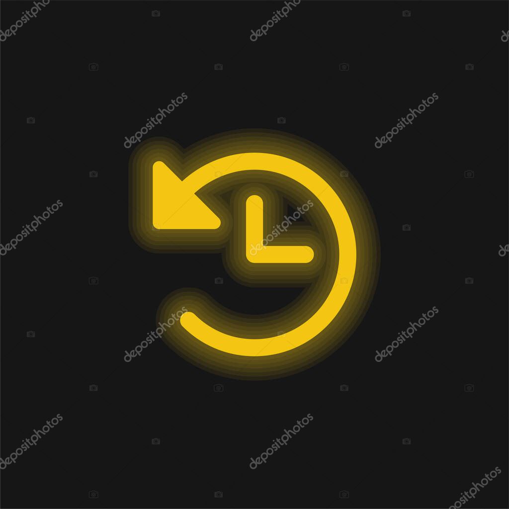 Back Arrow yellow glowing neon icon