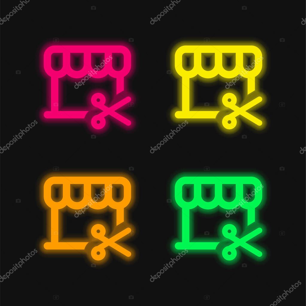 Barbershop four color glowing neon vector icon