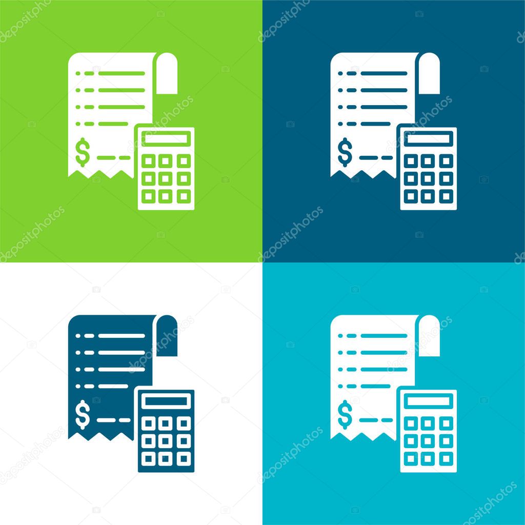 Bill Flat four color minimal icon set