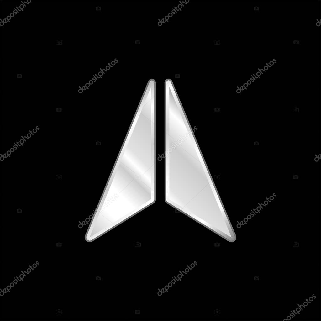 Arrow silver plated metallic icon