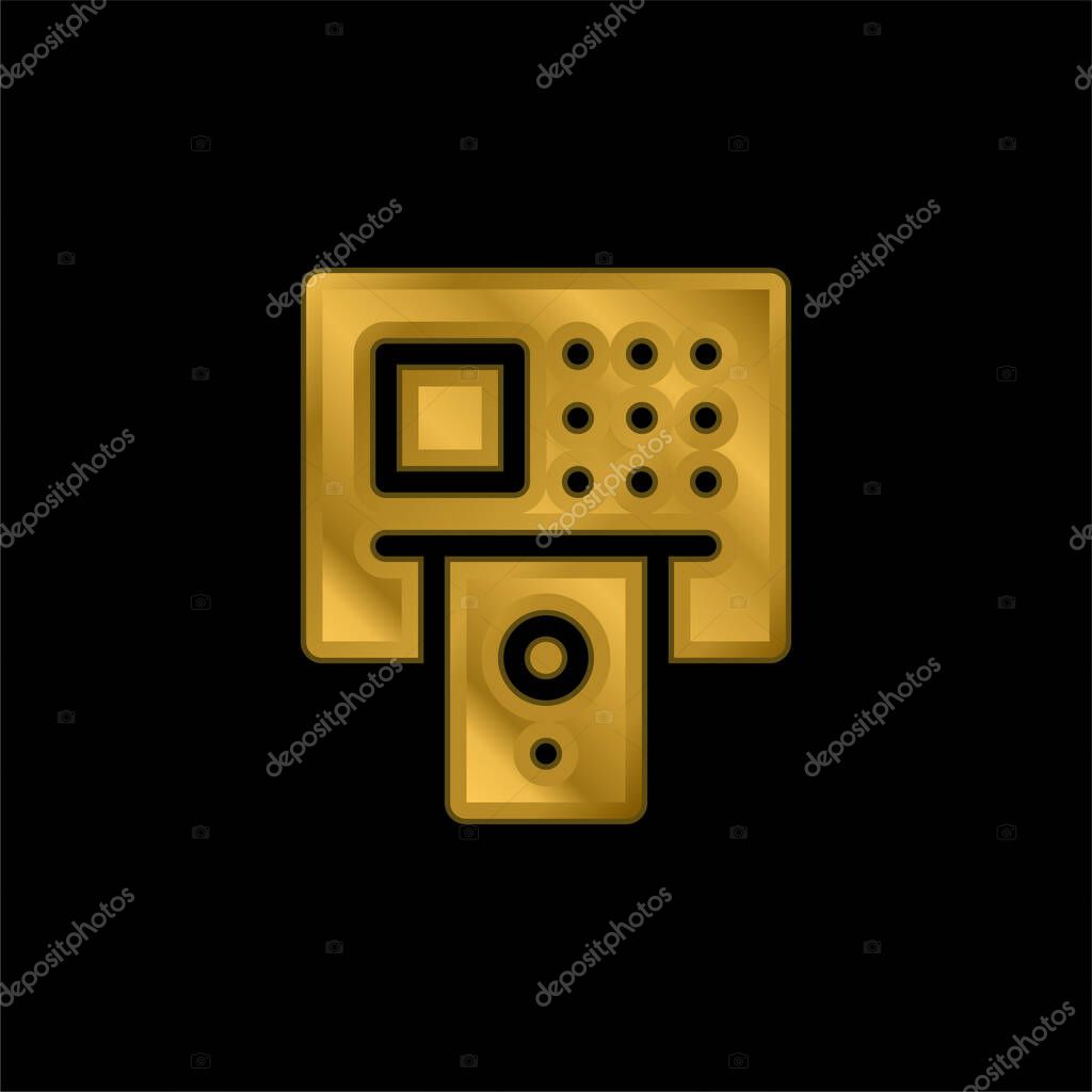 Atm gold plated metalic icon or logo vector