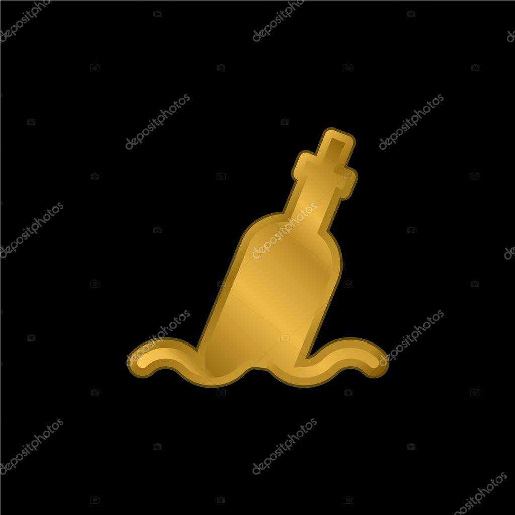 Bottle gold plated metalic icon or logo vector