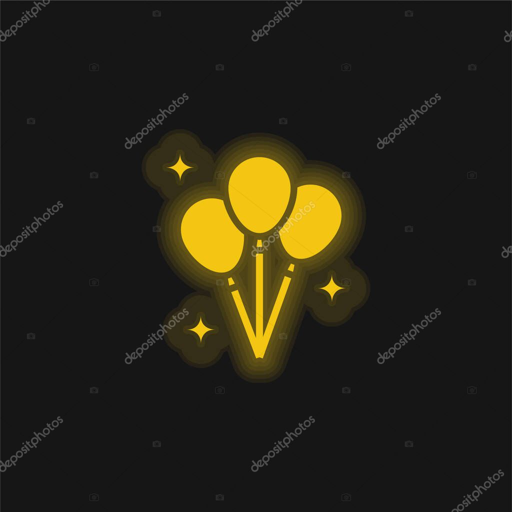 Balloons yellow glowing neon icon