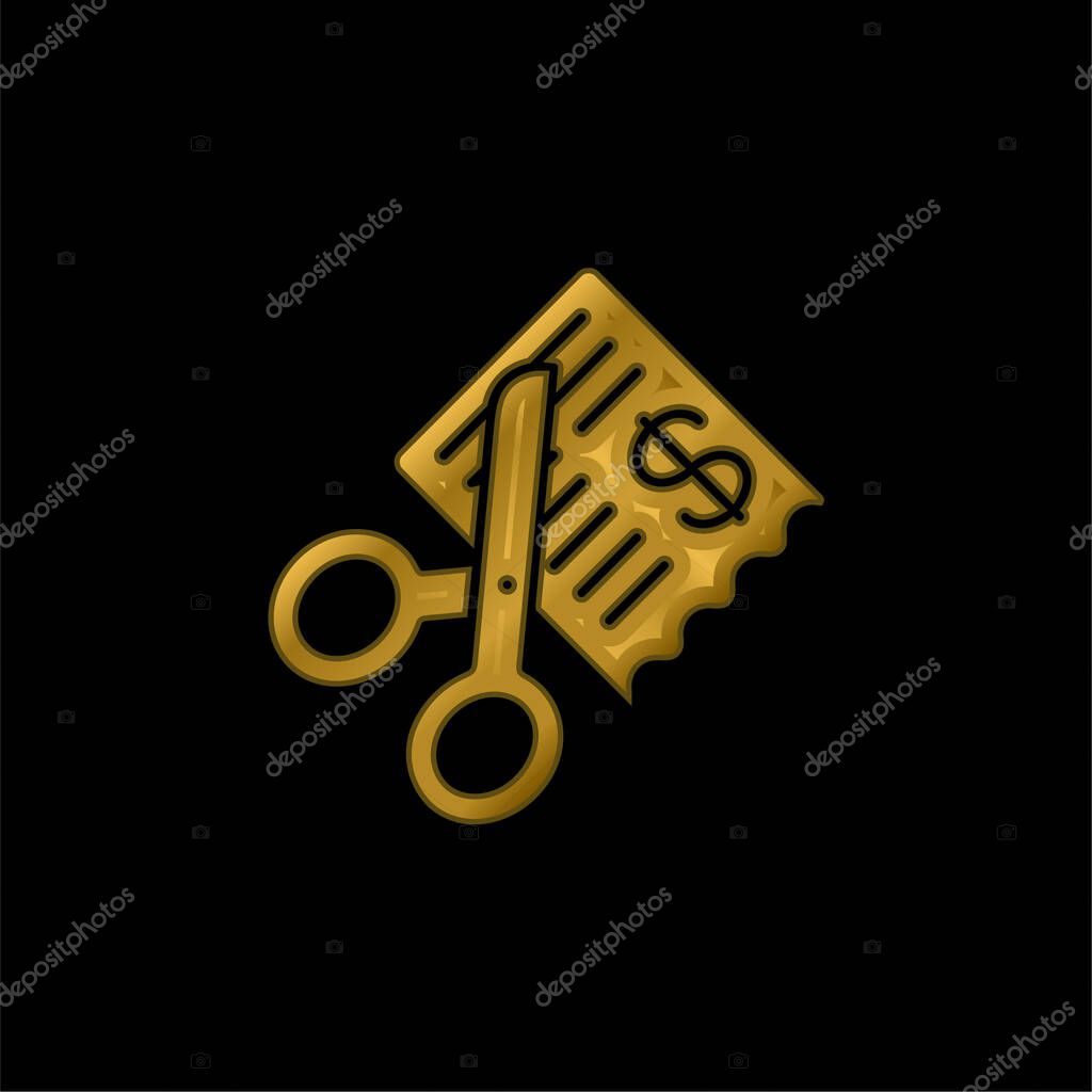 Bills gold plated metalic icon or logo vector