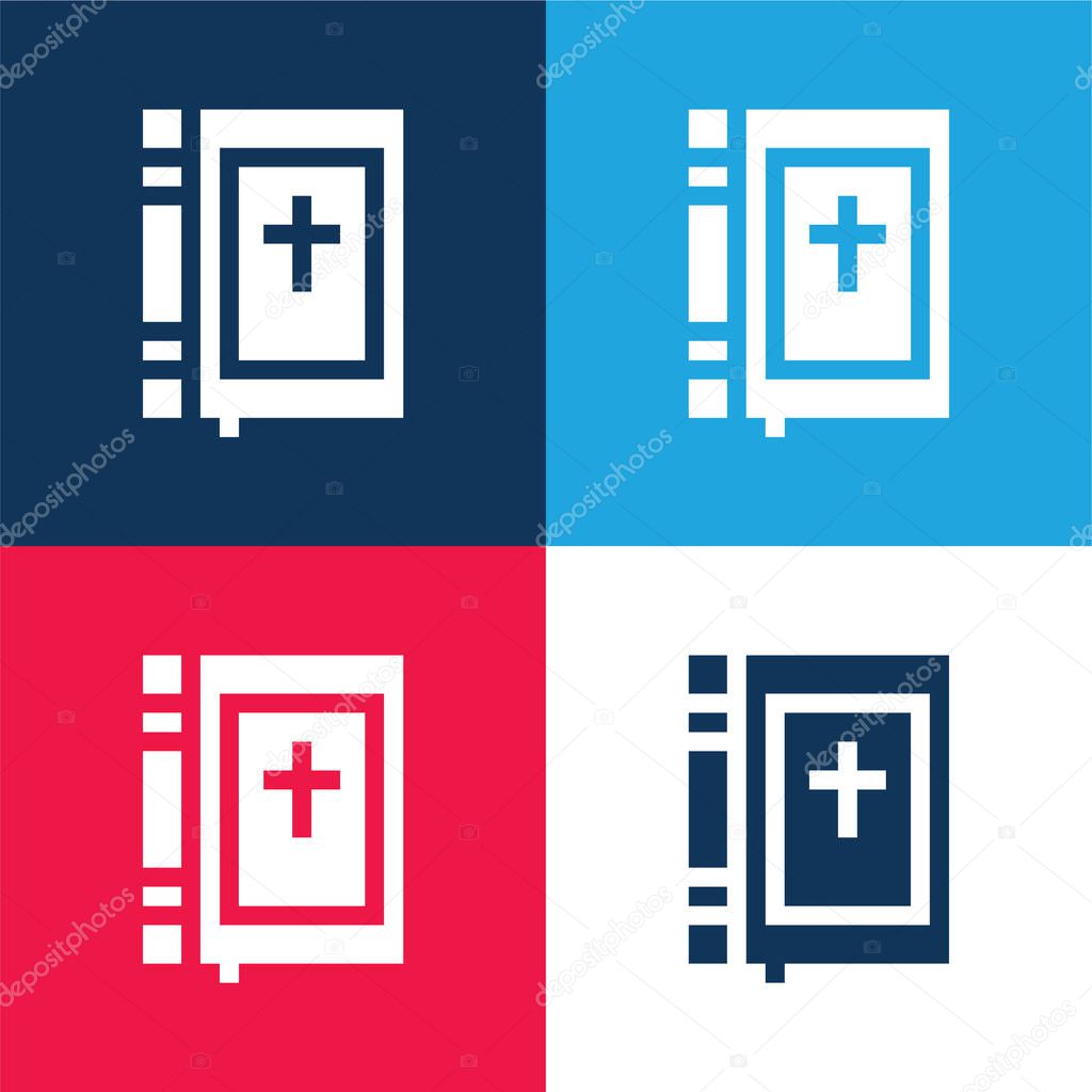 Bible blue and red four color minimal icon set