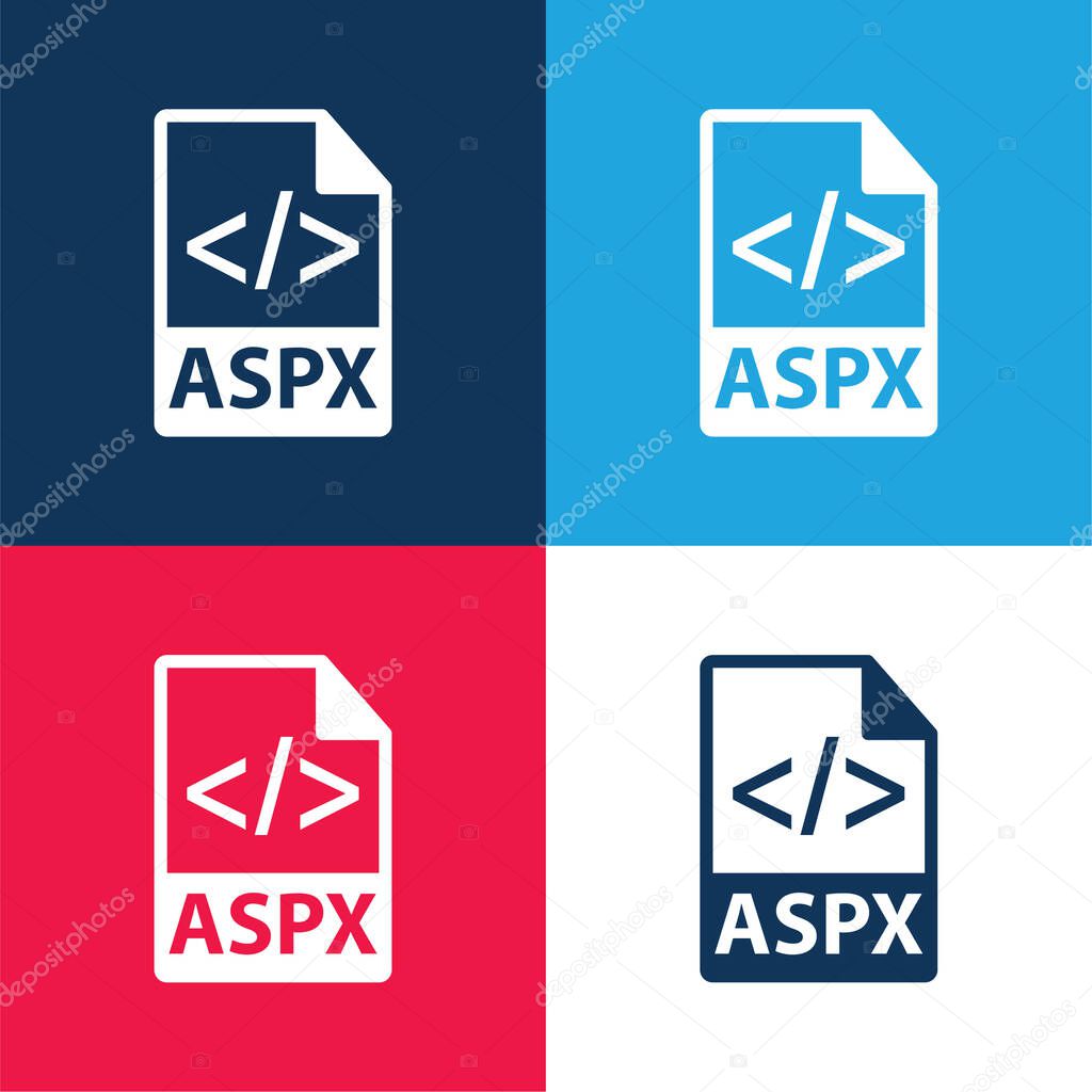 ASPX File Format blue and red four color minimal icon set