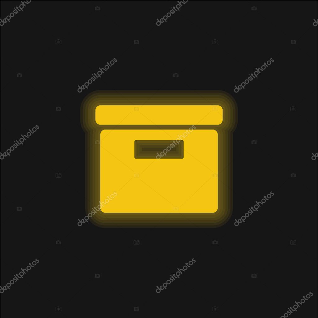 Box From Side View yellow glowing neon icon