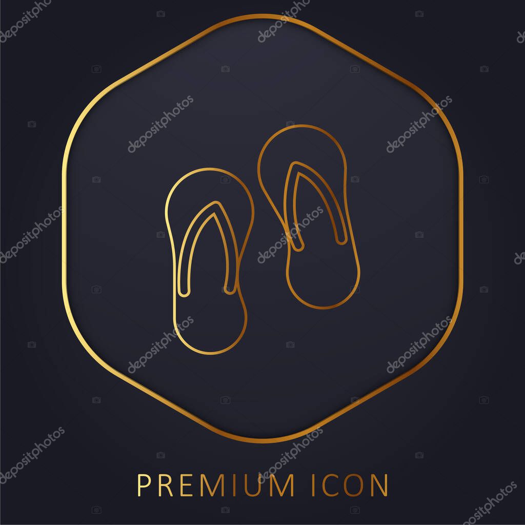 Beach Slippers golden line premium logo or icon