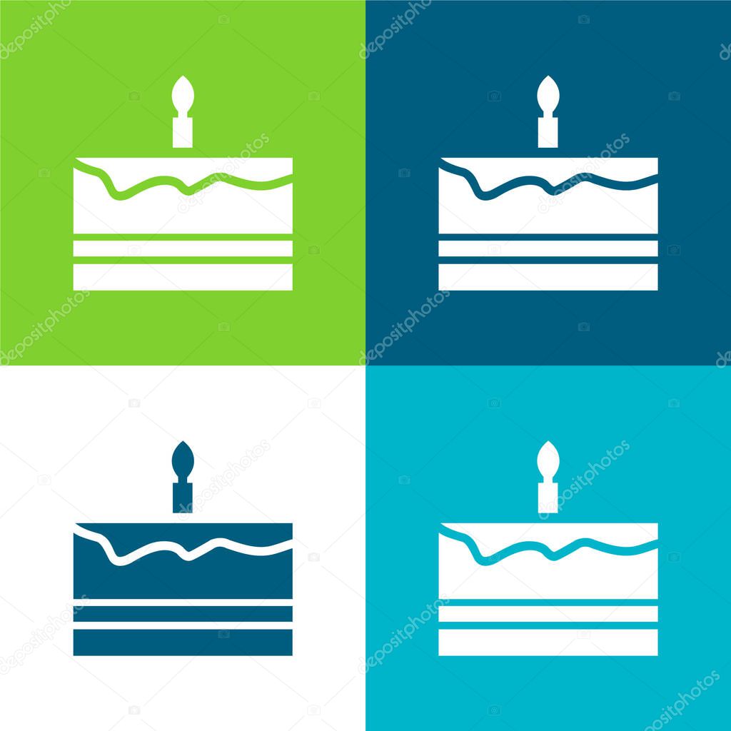 Birthday Cake Flat four color minimal icon set
